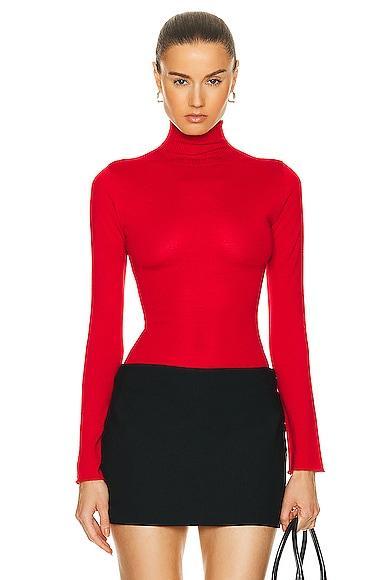 Marni Long Sleeve Turtleneck Top in Tulip - Red. Size 42 (also in ). Product Image