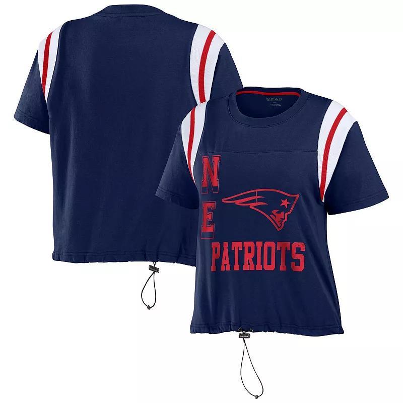 Womens WEAR by Erin Andrews New England Patriots Cinched Colorblock T-Shirt Blue Product Image