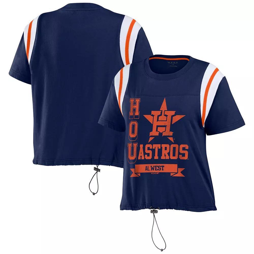Women's WEAR by Erin Andrews Navy Houston Astros Cinched Colorblock T-Shirt,  Product Image