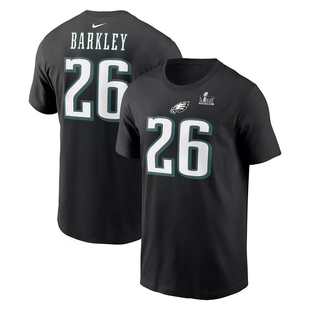 Men's Nike Saquon Barkley Black Philadelphia Eagles Super Bowl LIX Name & Number T-Shirt, Size: 2XL Product Image