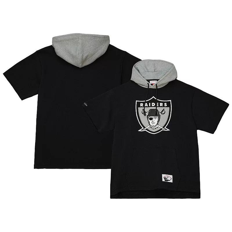 Mens Mitchell & Ness Black Las Vegas Raiders Postgame Short Sleeve Hoodie Product Image