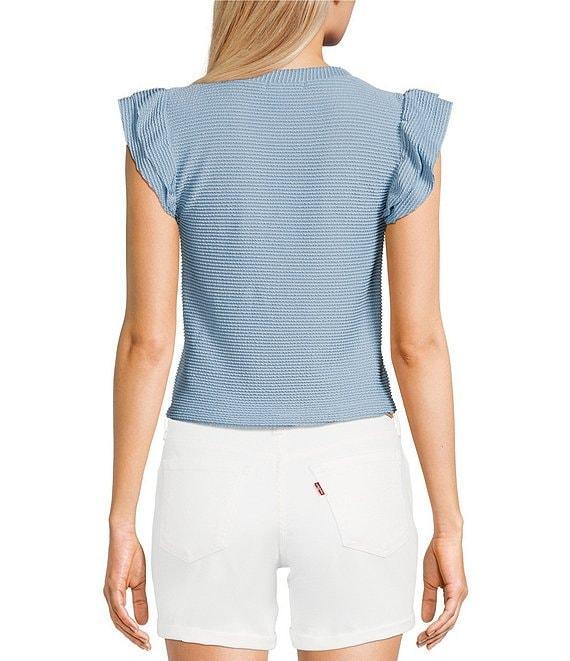 Moa Moa Crewneck Ruffle Short Sleeve Top Product Image