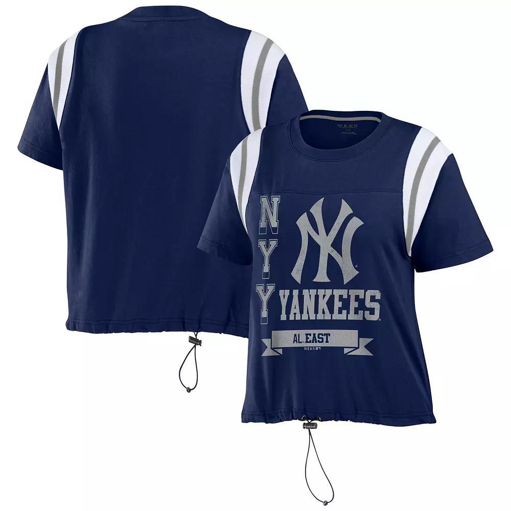 Womens WEAR by Erin Andrews New York Yankees Cinched Colorblock T-Shirt Blue Product Image