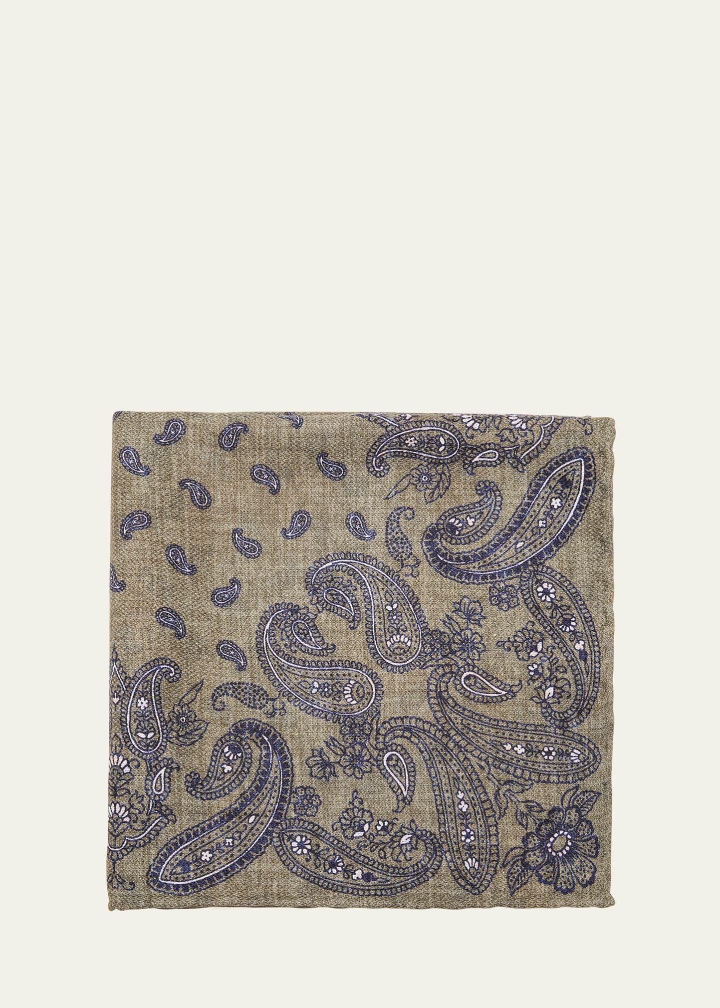 Mens Silk Paisley Pocket Square Product Image