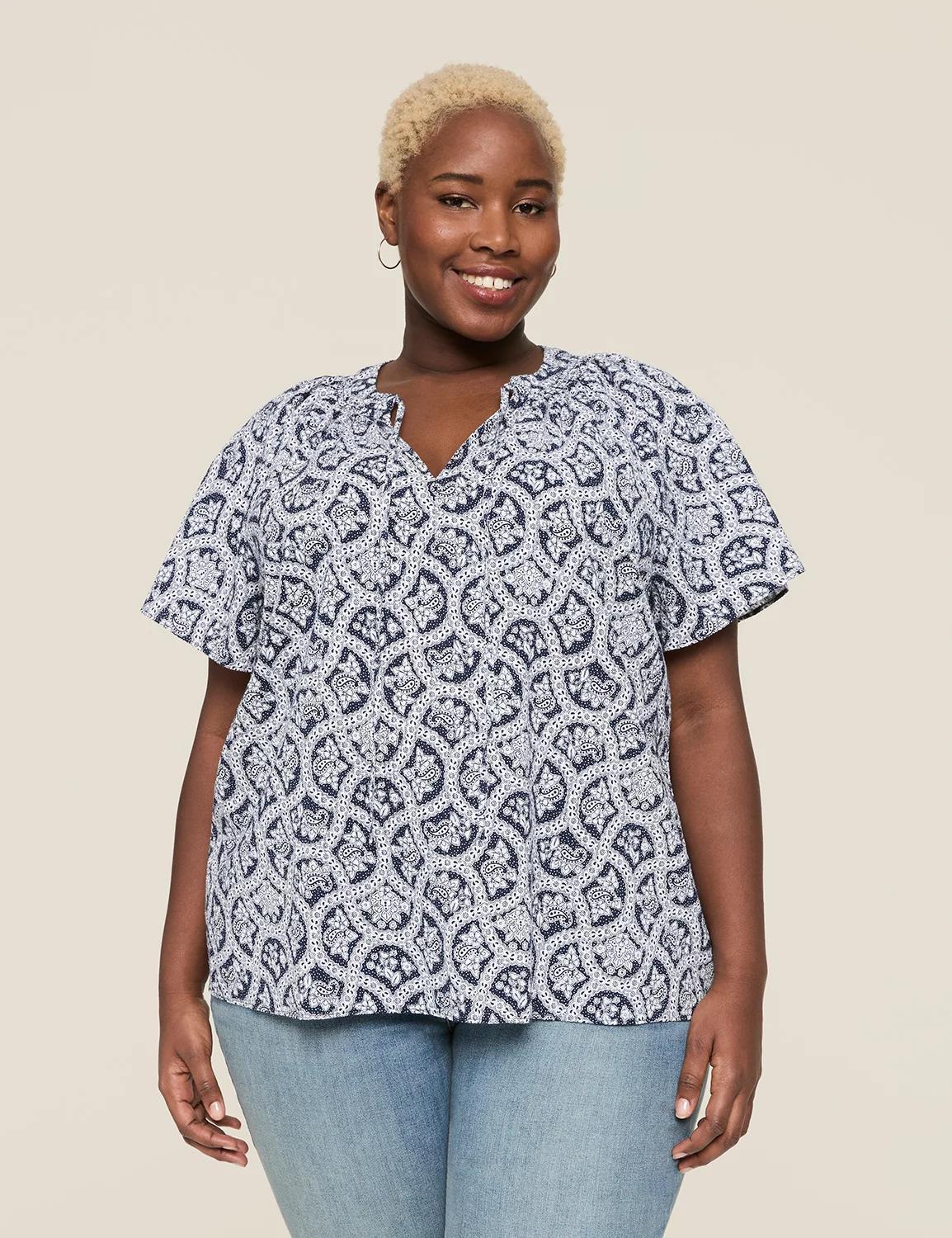 Swing Flutter-Sleeve Popover Blouse Product Image