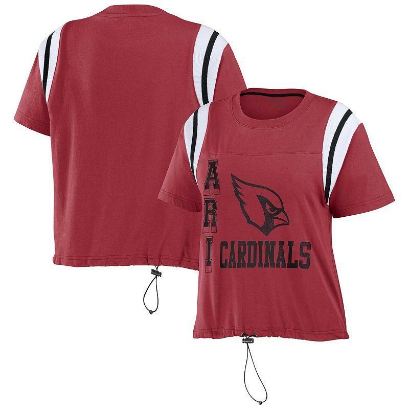 Women's WEAR by Erin Andrews Cardinal Arizona Cardinals Cinched Colorblock T-Shirt, Size: Medium, Red Product Image