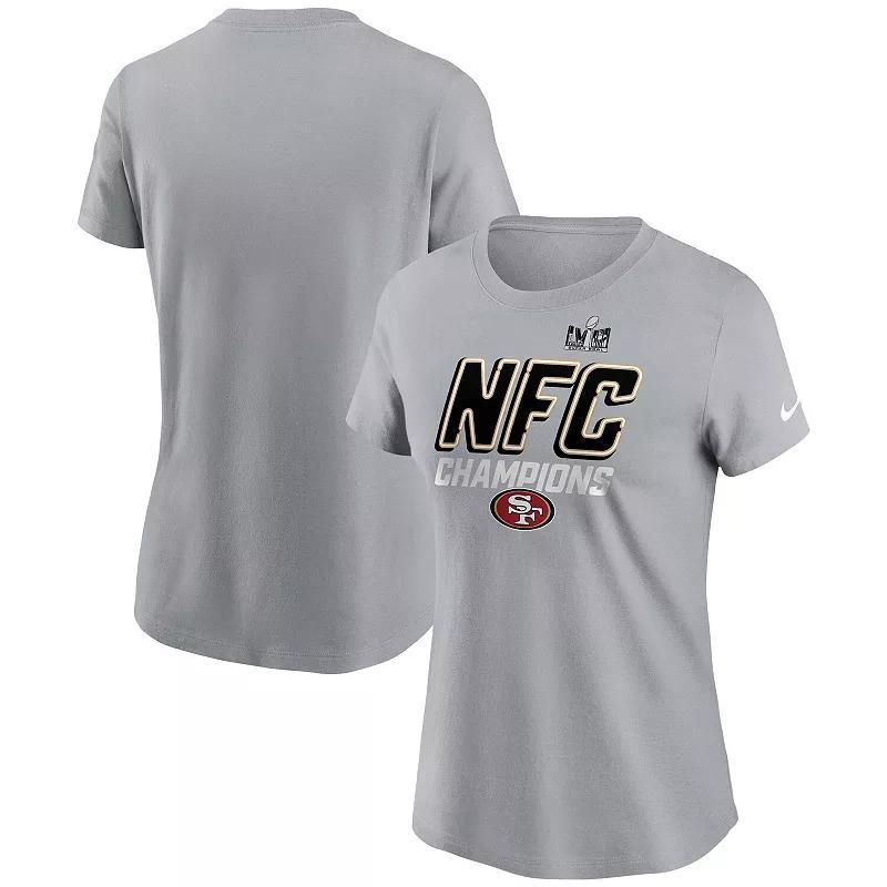 Womens Nike Gray San Francisco 49ers 2023 NFC Champions Iconic T-Shirt Product Image