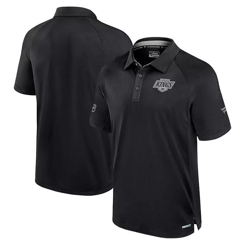 Men's Fanatics Black Los Angeles Kings Authentic Pro Rink Raglan Polo,  Product Image