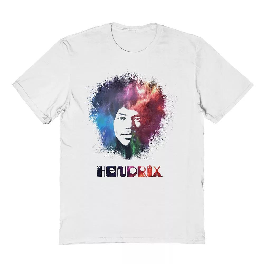Men's Jimi Hendrix Rainbow Hair Graphic Tee, Size: Large, White Product Image