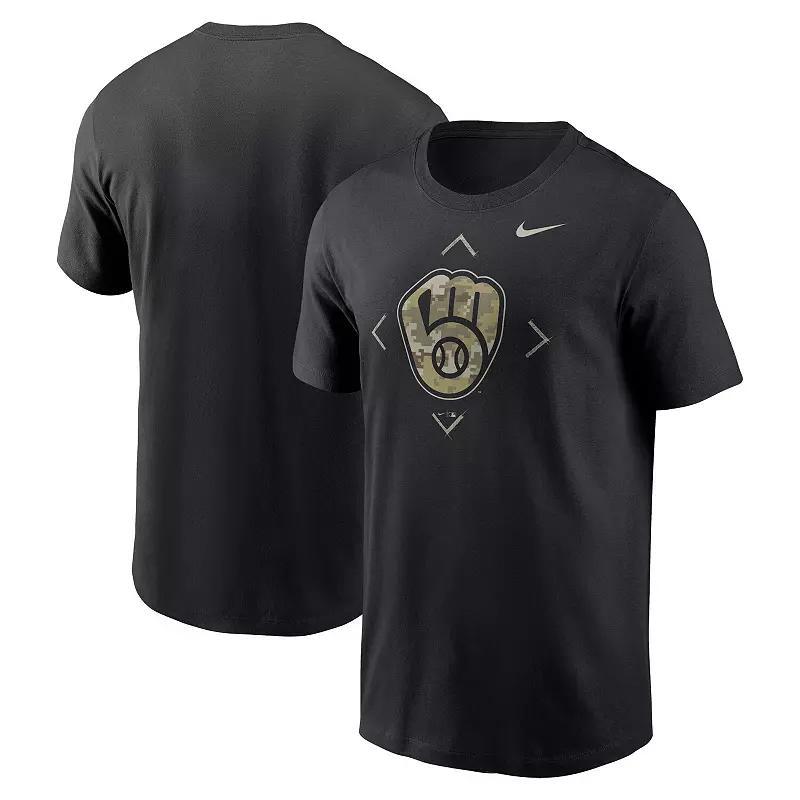 Men's Nike Black Milwaukee Brewers Camo Logo T-Shirt,  Product Image
