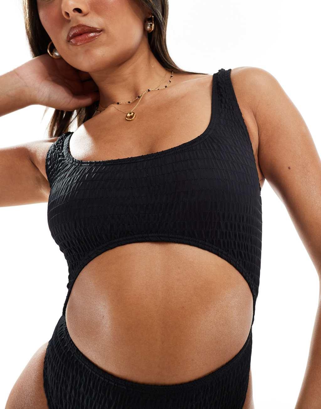 South Beach crinkle cut out crop swimsuit Product Image