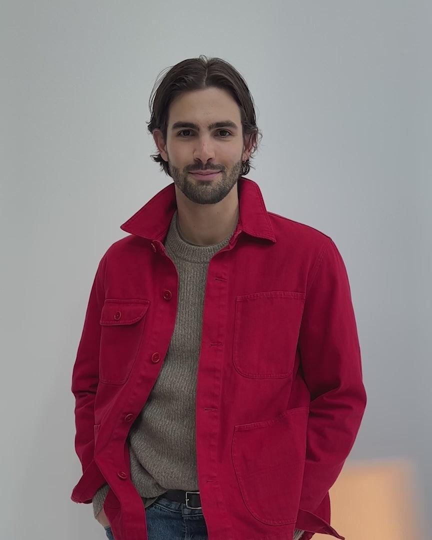 Garment Dyed Work Jacket in Recycled Denim Product Image