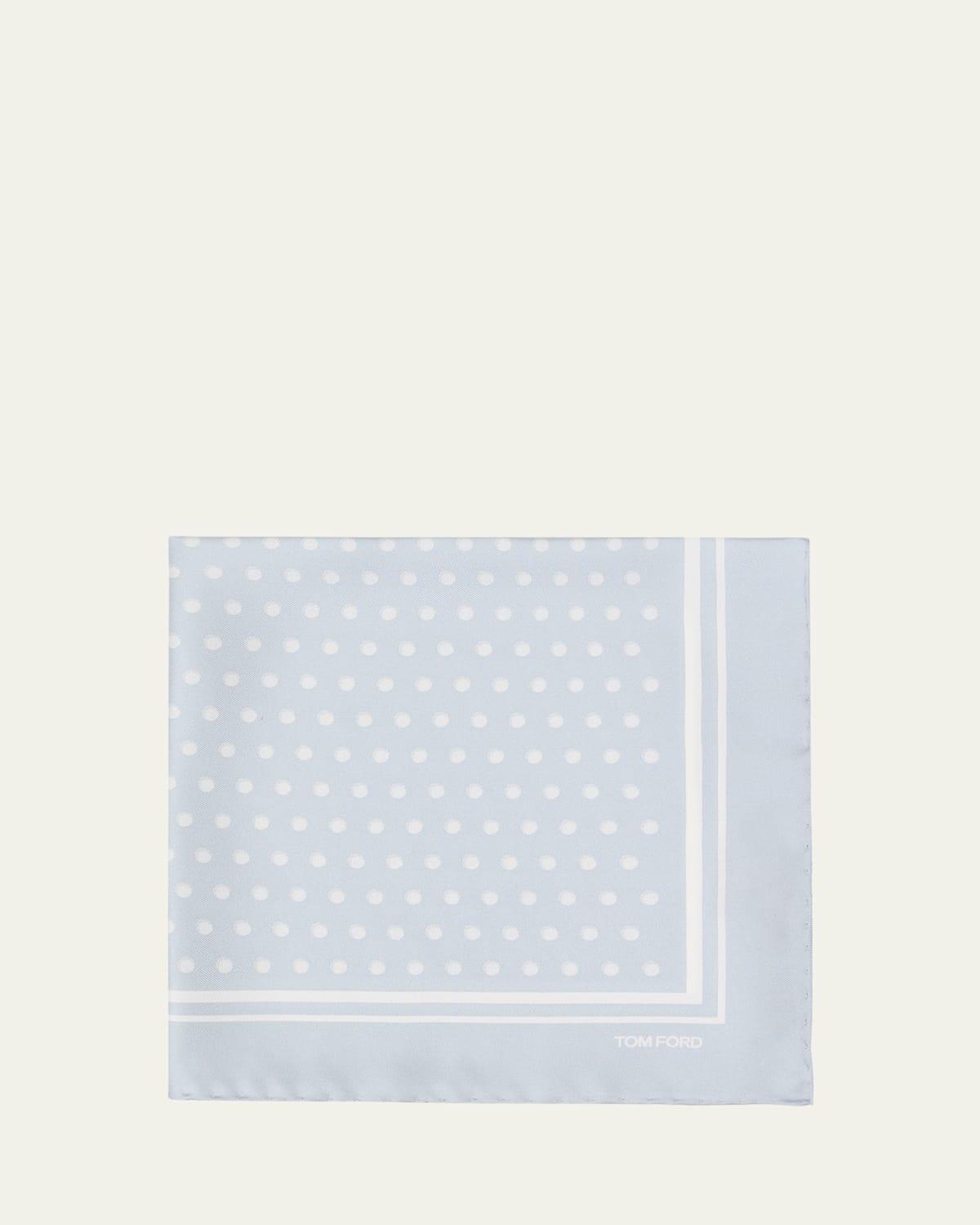 Mens Mulberry Silk Polka Dot-Print Pocket Square Product Image