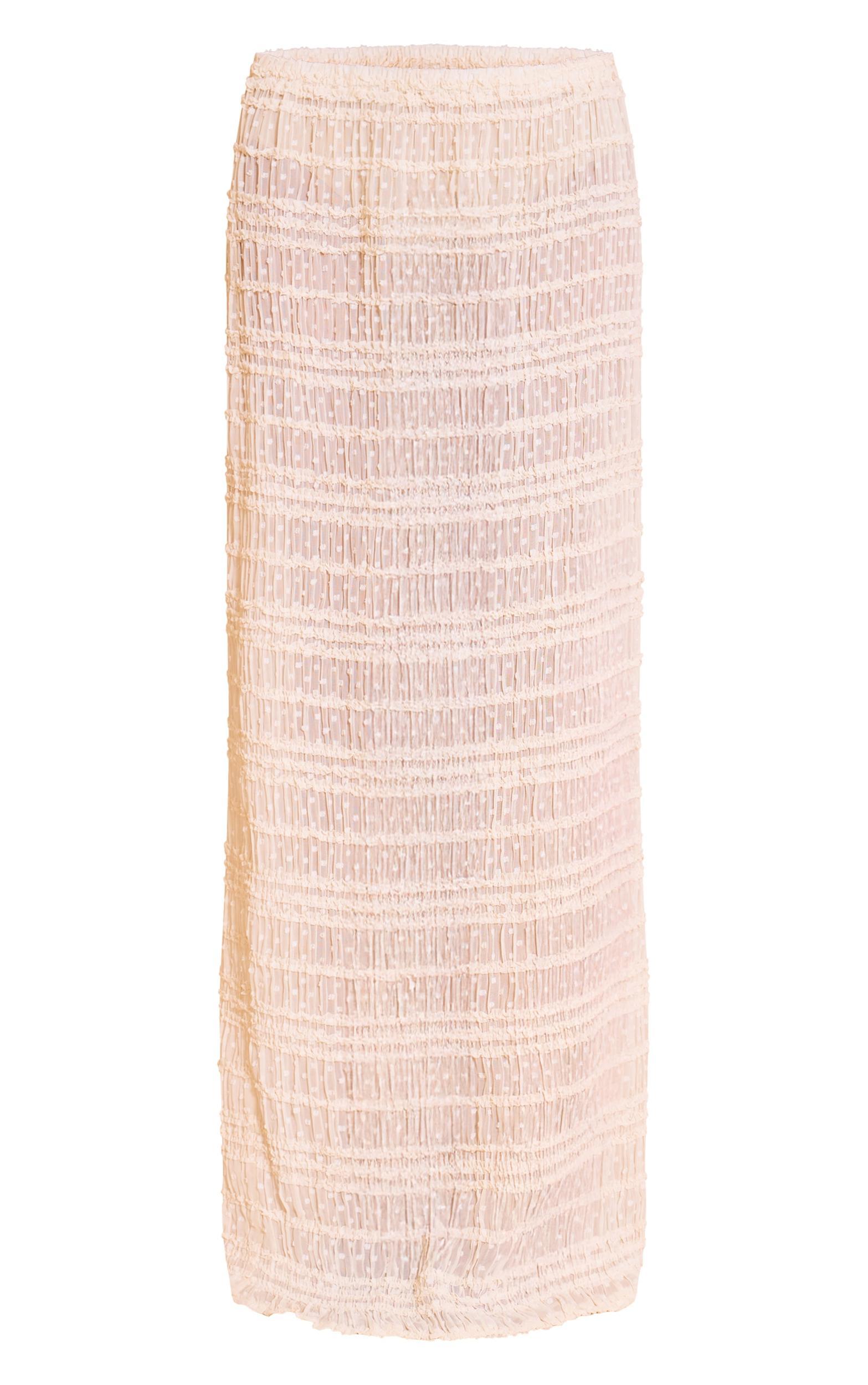 Cream Textured Chiffon Maxi Skirt Product Image