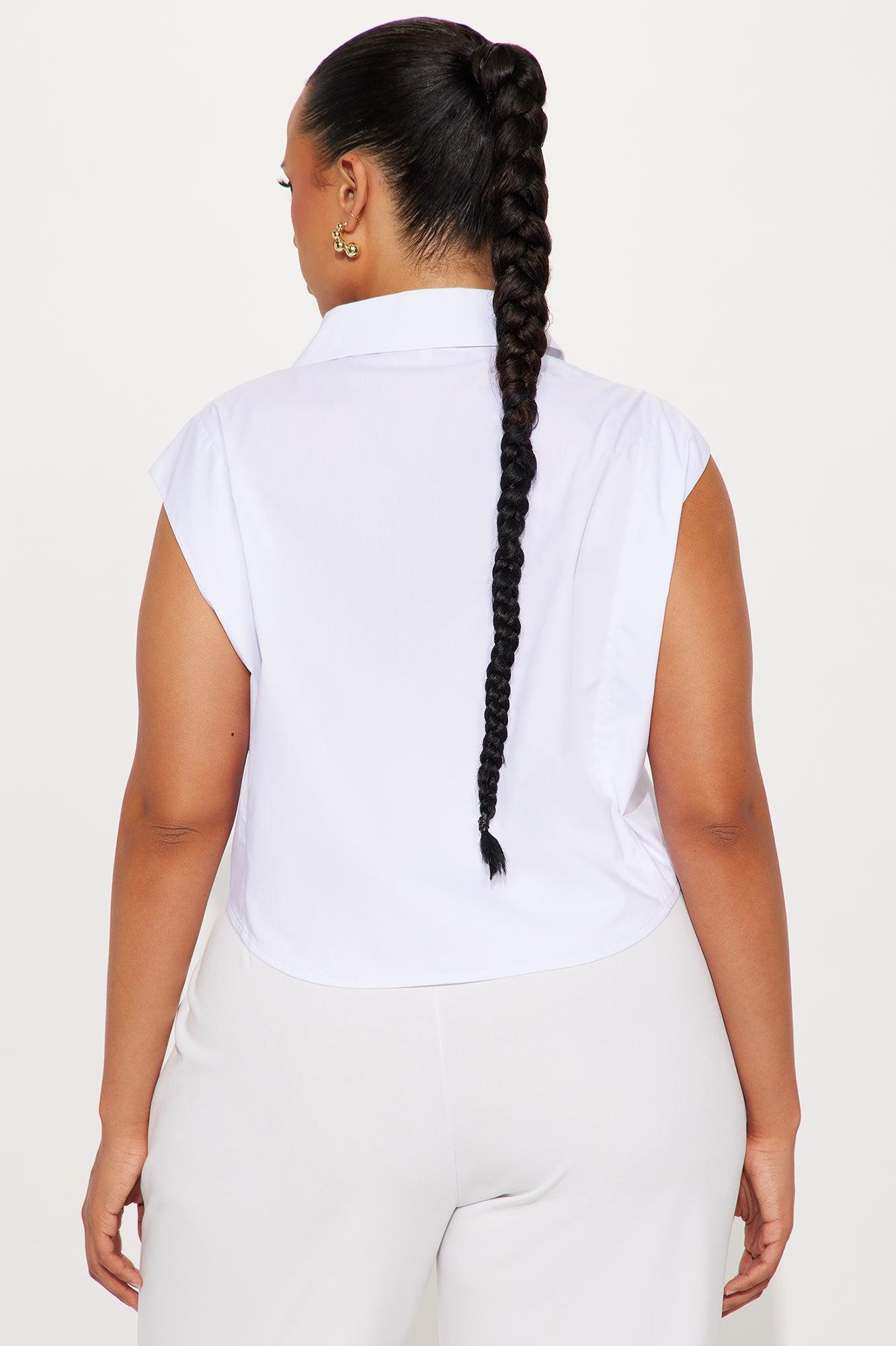 Dream Of Me Lace Up Poplin Top - White Female Product Image