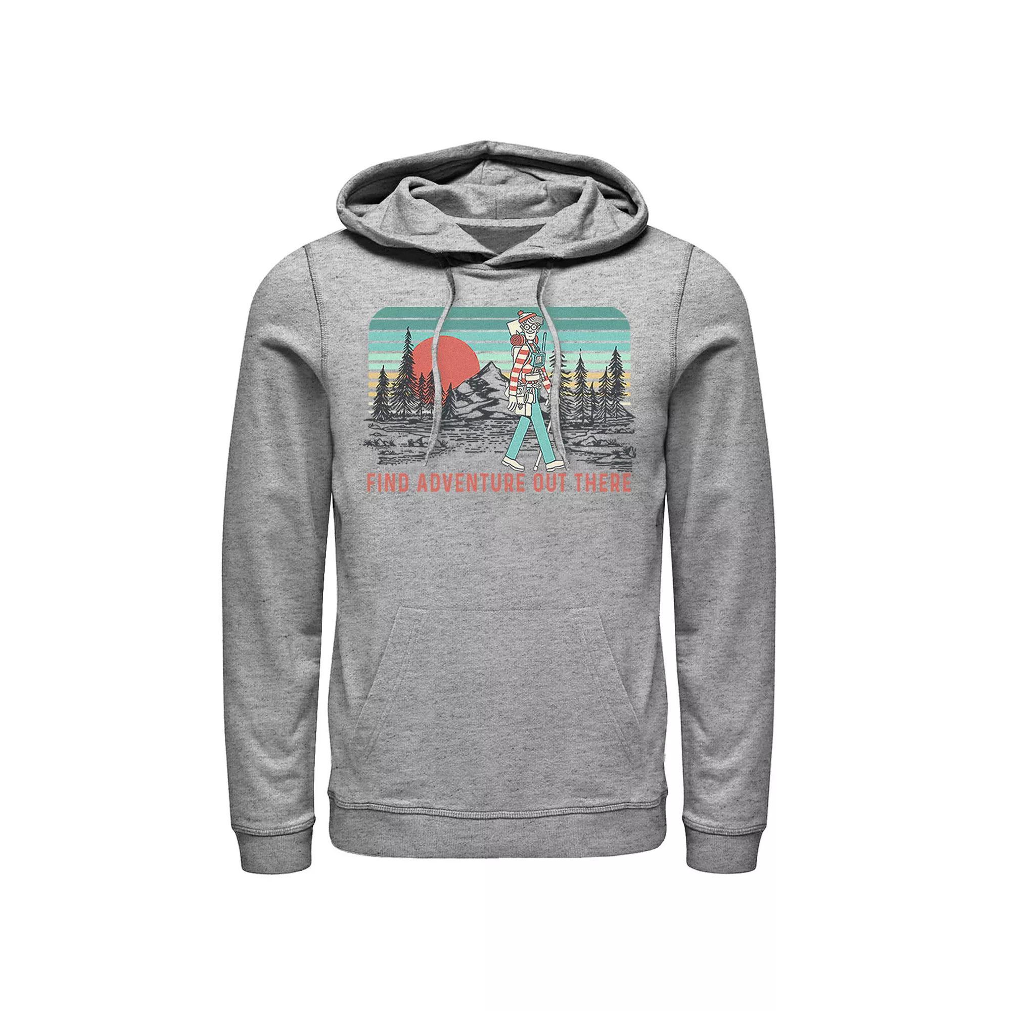 Men's Where's Waldo Find Adventure Out There Hoodie, Size: 3XL, Athletic Grey Product Image