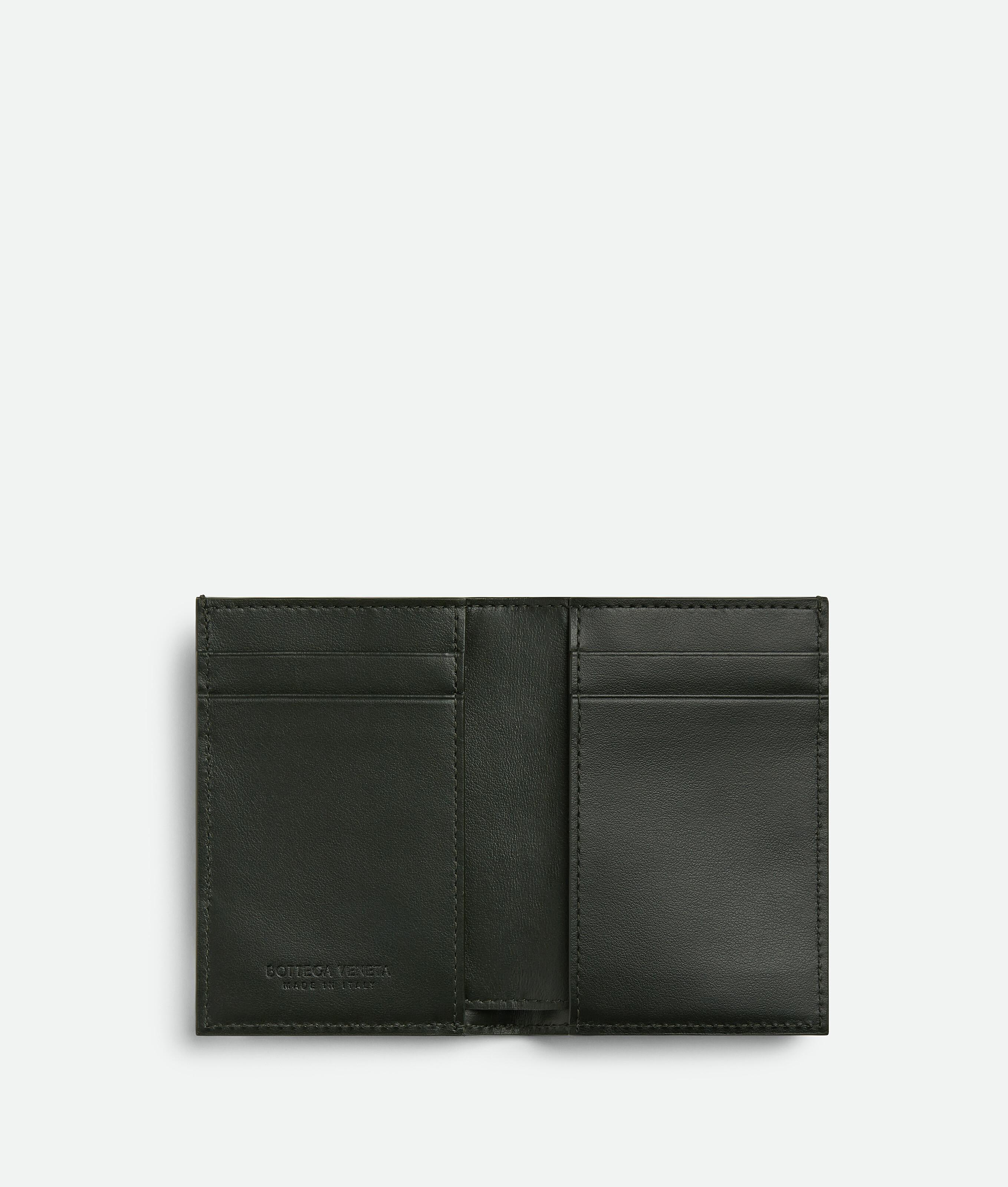 BOTTEGA VENETA Intrecciato Diagonal Slim Flap Card Case In Dark Green Product Image