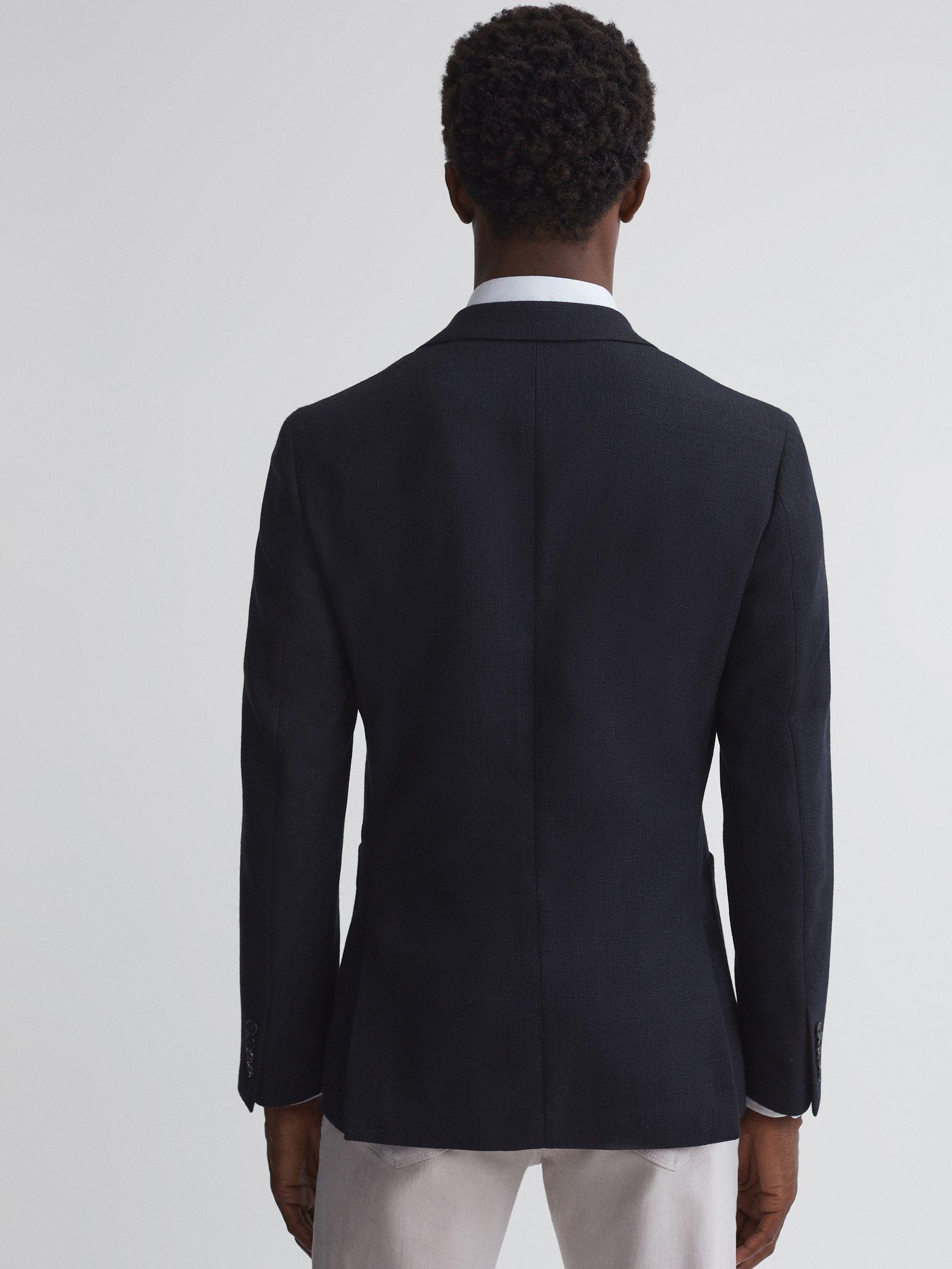 Slim Fit Textured Wool Blend Blazer in Navy Product Image
