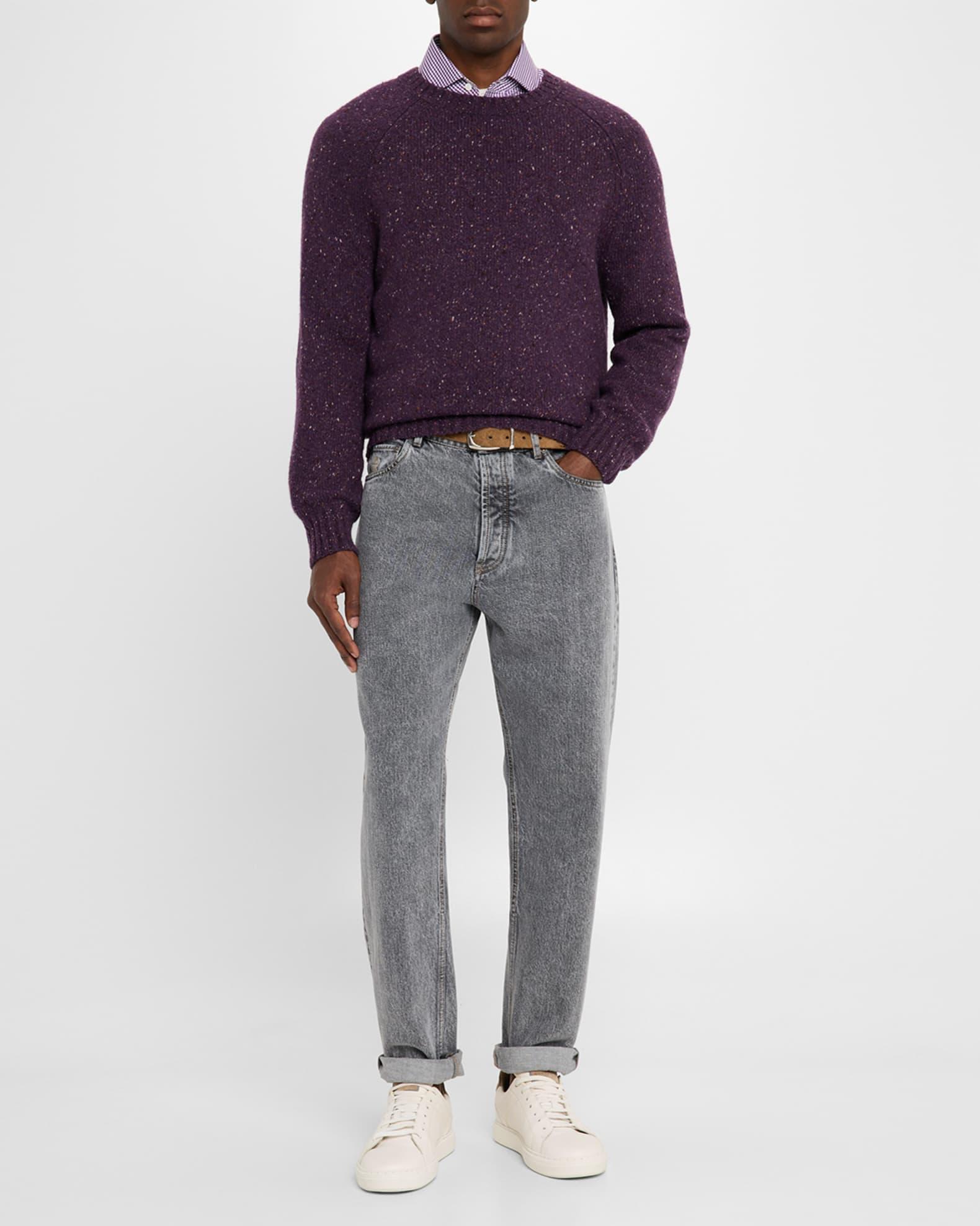 Men's Cashmere Donegal Crewneck Sweater Product Image