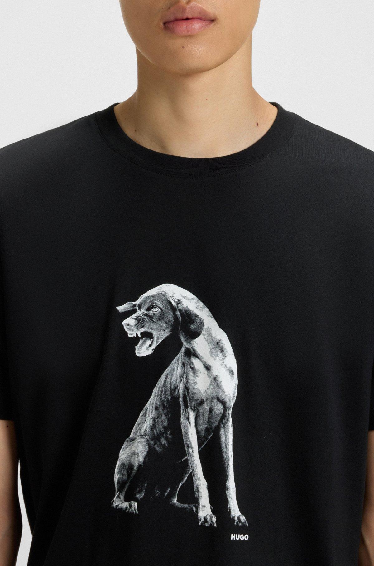 Cotton-jersey T-shirt with dog artwork Product Image