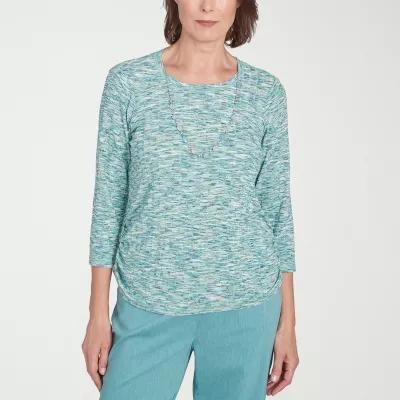 Alfred Dunner Lake Victoria Womens Crew Neck 3/4 Sleeve T-Shirt Product Image