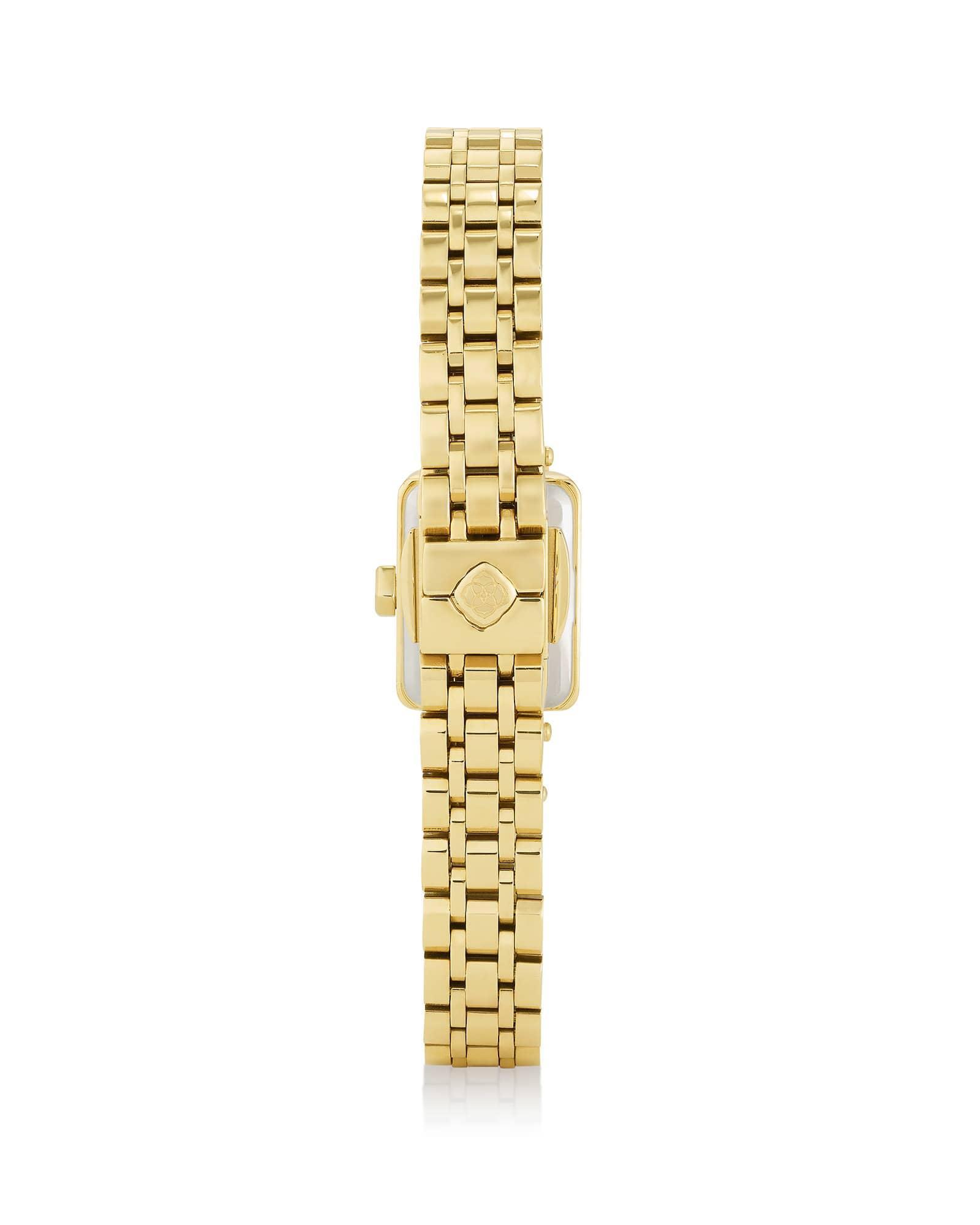 Adela Gold Tone Stainless Steel Watch in Black Mother-of-Pearl Product Image