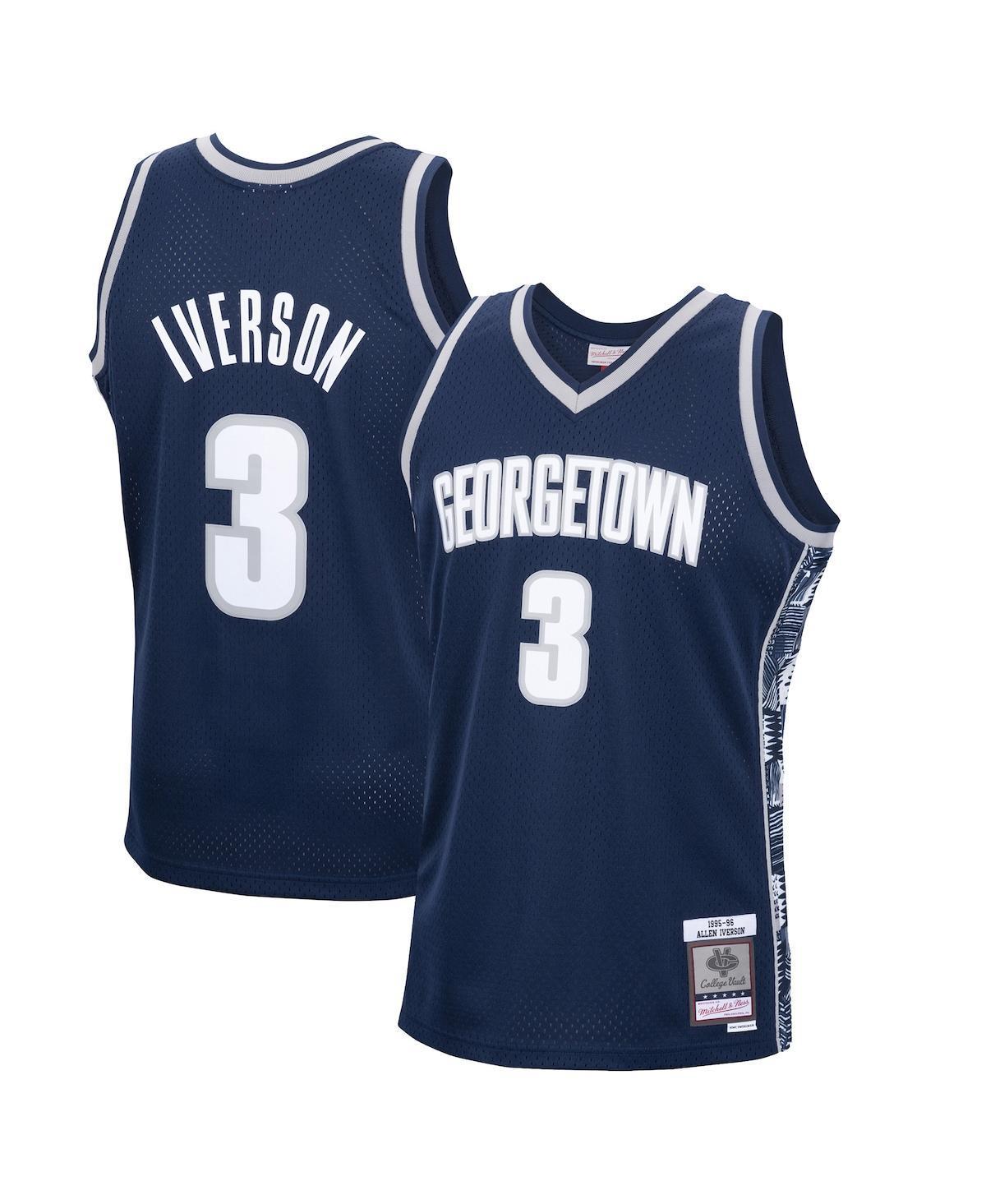 Mens Mitchell & Ness Allen Iverson Navy Georgetown Hoyas 1995-96 Swingman Replica Jersey Grg Blue Product Image