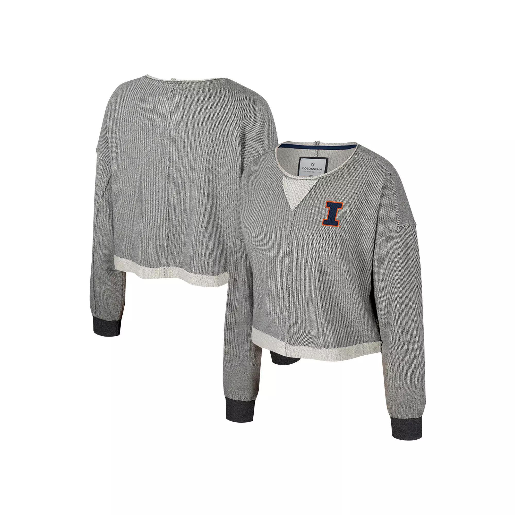 Women's Colosseum Charcoal Iowa Hawkeyes Magnum Scoop Neck Cropped Pullover Sweatshirt,  Product Image