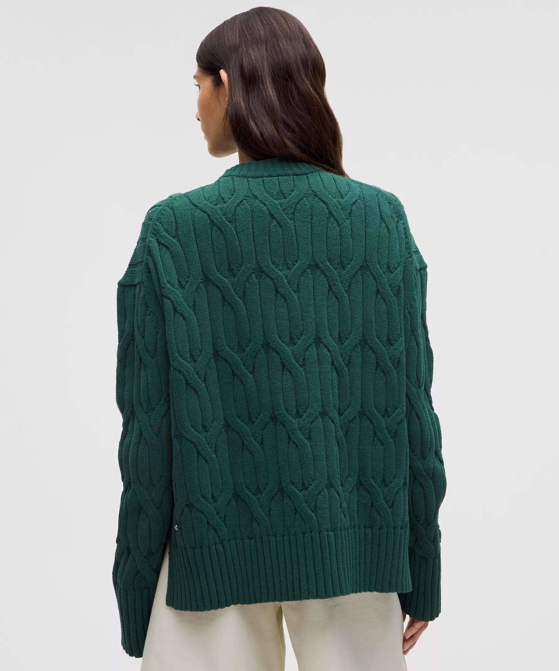 Cable-Knit Oversized Crewneck Product Image