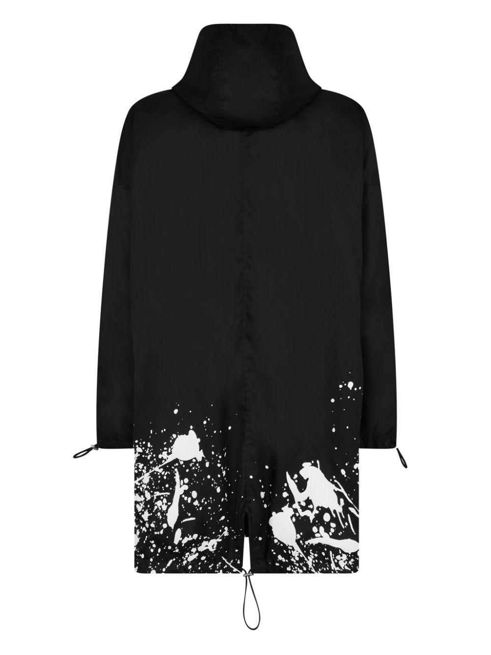 DSQUARED2 Logo-print Hooded Coat In Black Product Image