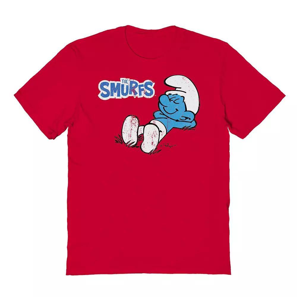 Men's Smurfs Napping Graphic Tee, Size: XXL, Red Product Image