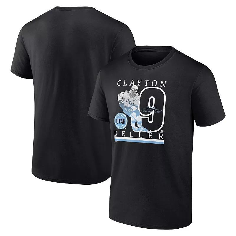 Men's Fanatics Clayton Keller Black Utah Hockey Club Authentic Stack Name & Number T-Shirt,  Product Image