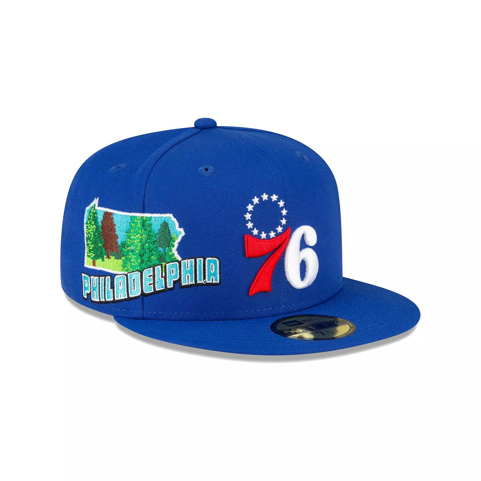 Men's New Era Royal Philadelphia 76ers Stateview 59FIFTY Fitted Hat,  Product Image