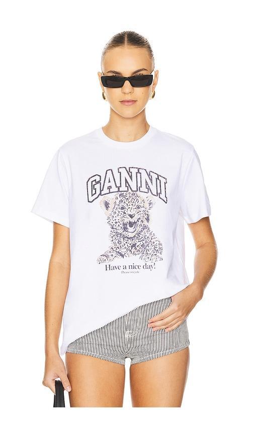 Basic Jersey Leopard Relaxed T-Shirt Ganni Product Image