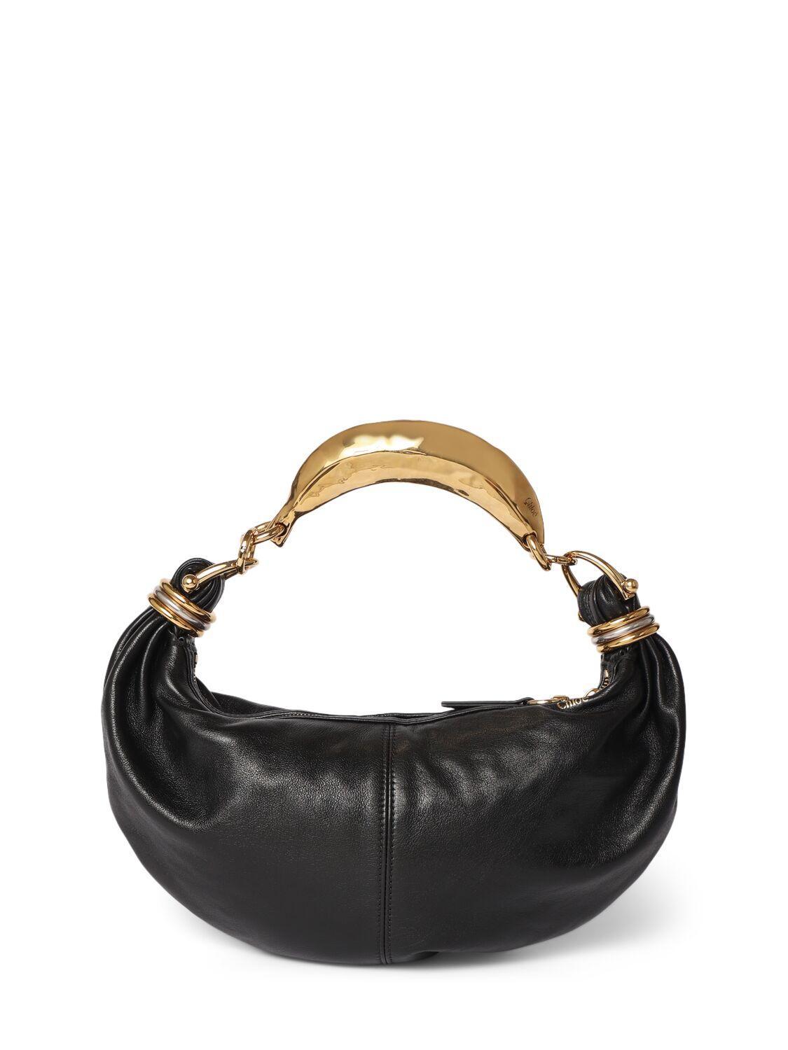 Bracelet Grained Leather Top Handle Bag In Black Product Image