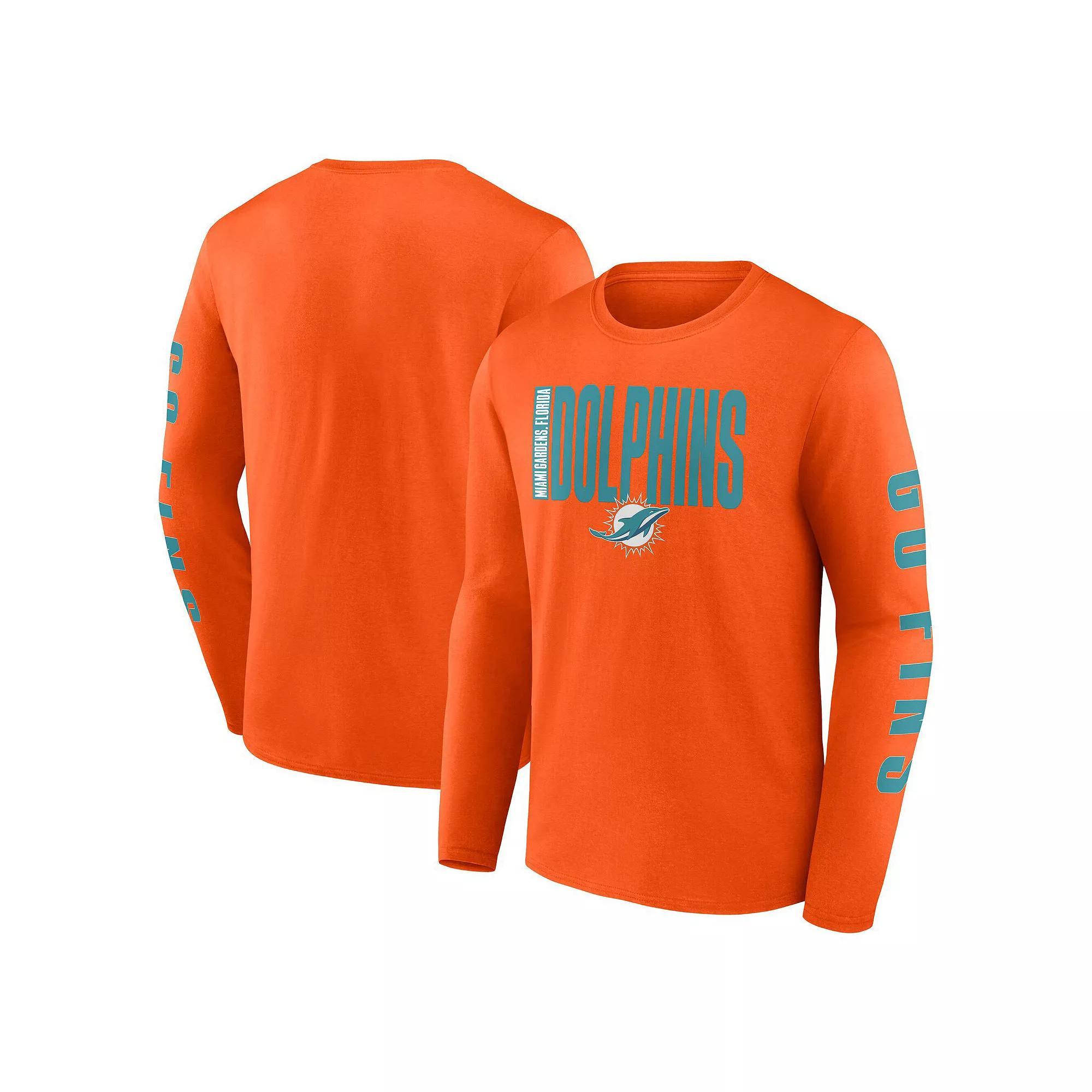 Men's Fanatics  Orange Miami Dolphins Big & Tall Vision Long Sleeve T-Shirt, Size: 4XLT Product Image