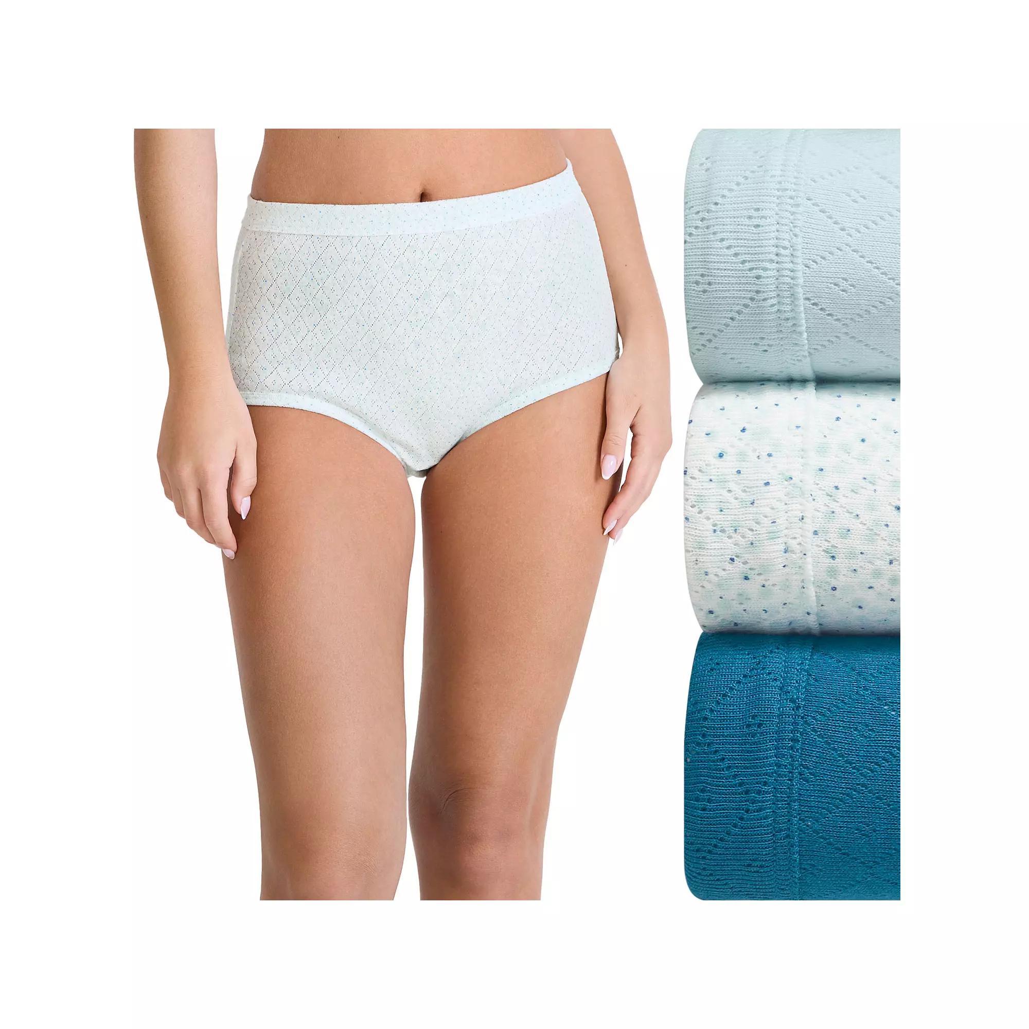 Women's Jockey® Elance Breathe 3-pack Pointelle Briefs Panty Set 1542, Size: 9, Melody Dot Blue Product Image