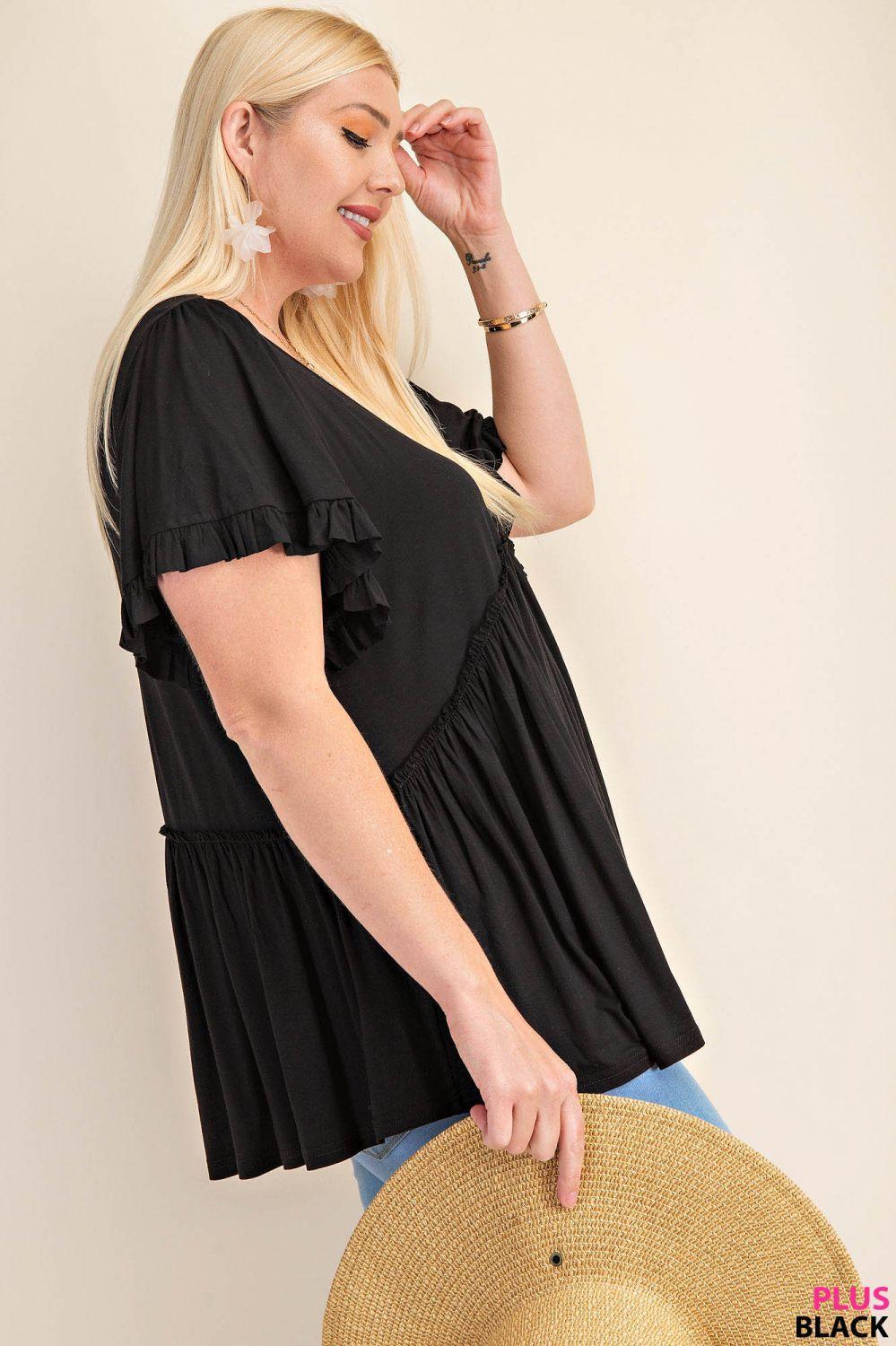 7275   Gracie Bell Sleeve Ruffle Top - Reg & Plus! Product Image