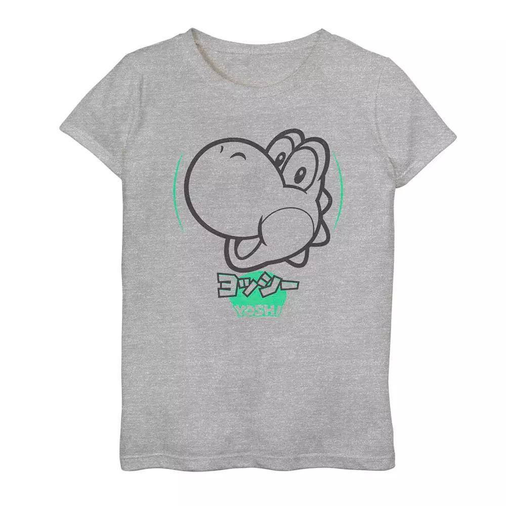Girls 7-16 Nintendo Yoshi Kanji Logo Tee, Girl's, Size: Large, Athletic Grey Product Image