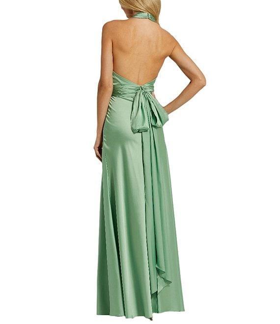 Mac Duggal Satin Halter Neck Sleeveless Gown Product Image