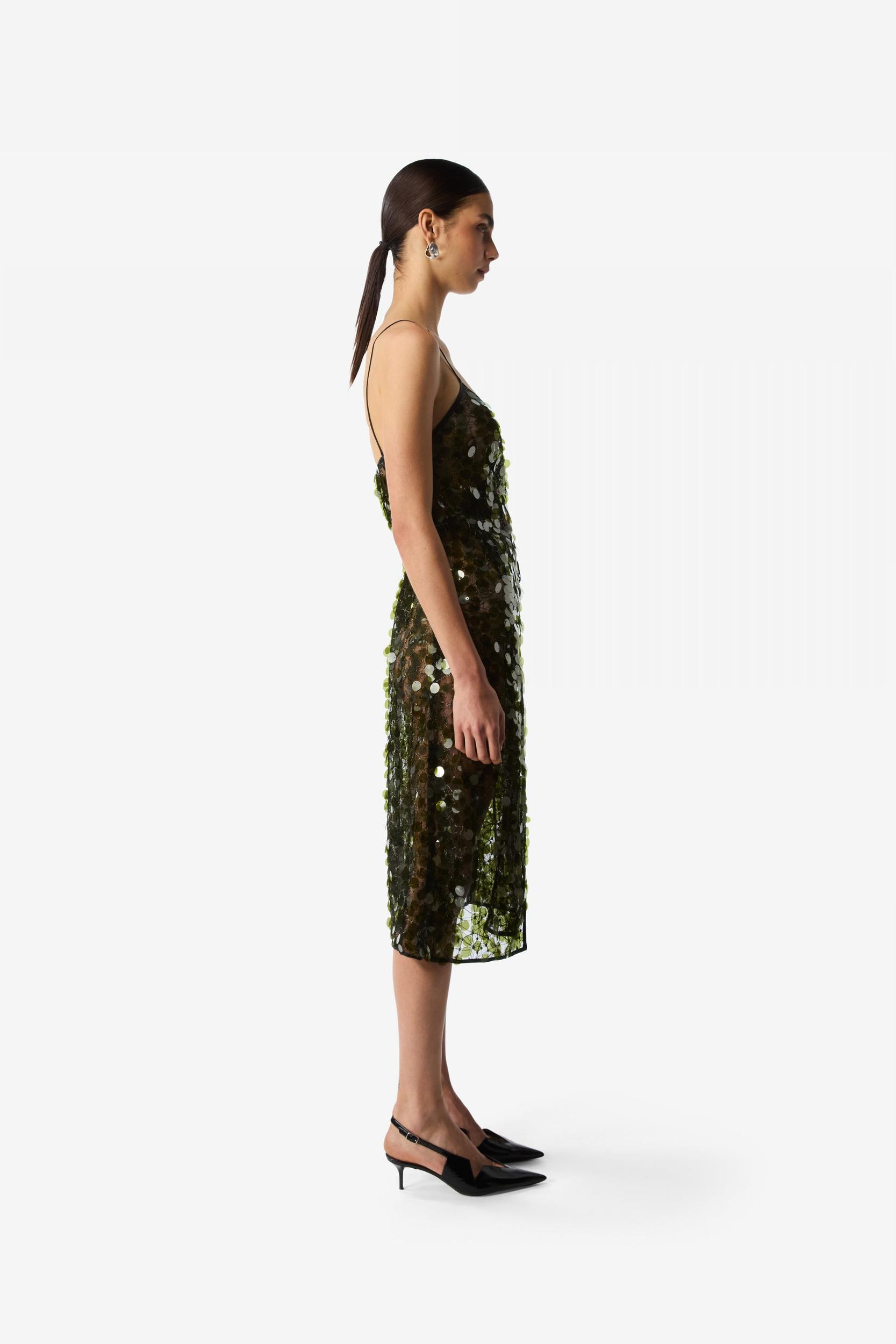 C-Logo Sequin Wrap Slip Dress Product Image