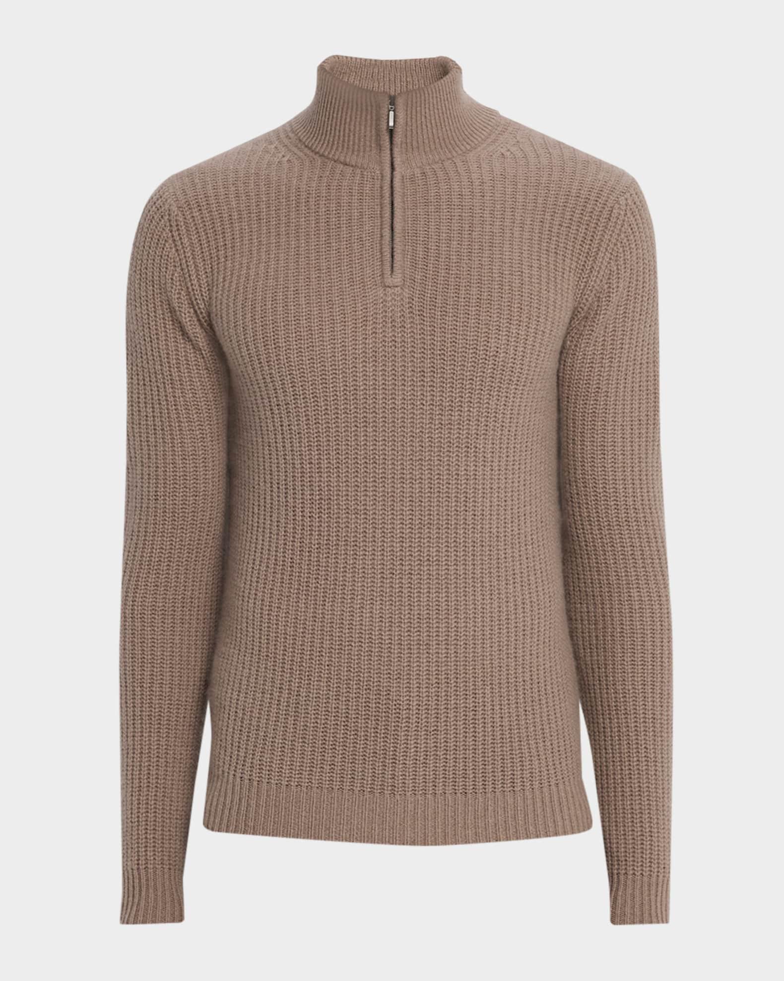 Men's Ribbed Cashmere Quarter-Zip Pullover Product Image
