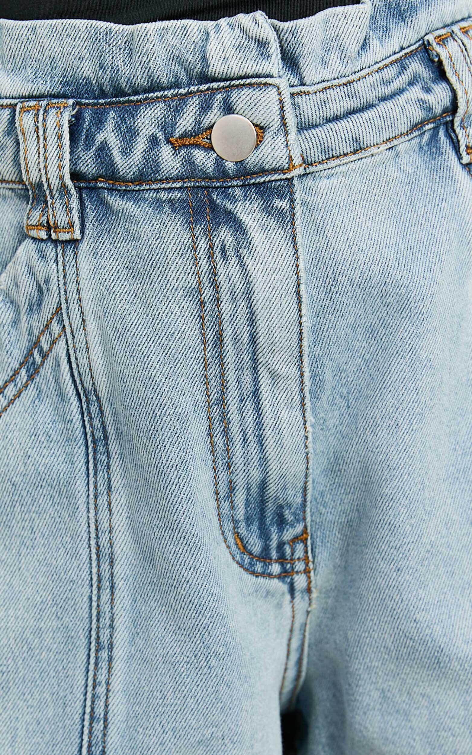 Kayla Shorts - High Waisted A Line Denim Shorts in Light Blue Wash Product Image