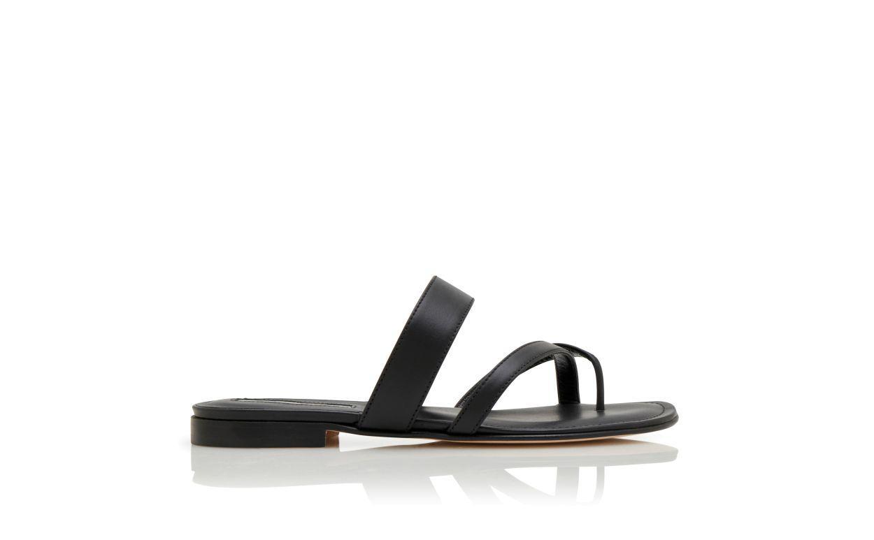 SUSA Black Calf Leather Flat Sandals Product Image