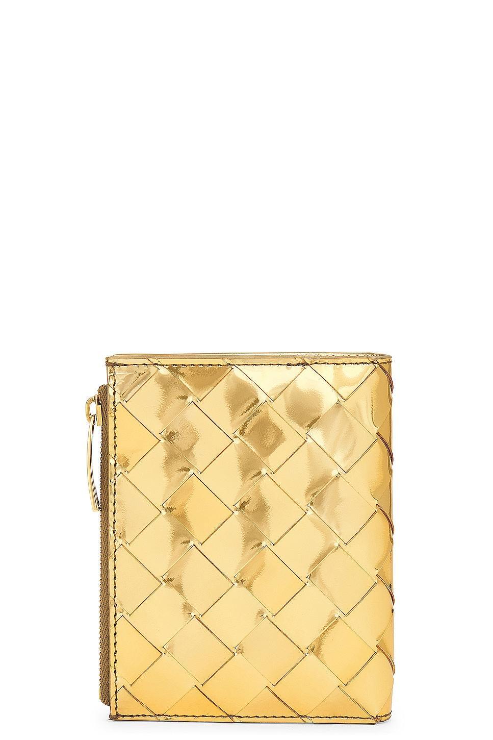 Bottega Veneta Small Metallic Wallet in Metallic Product Image