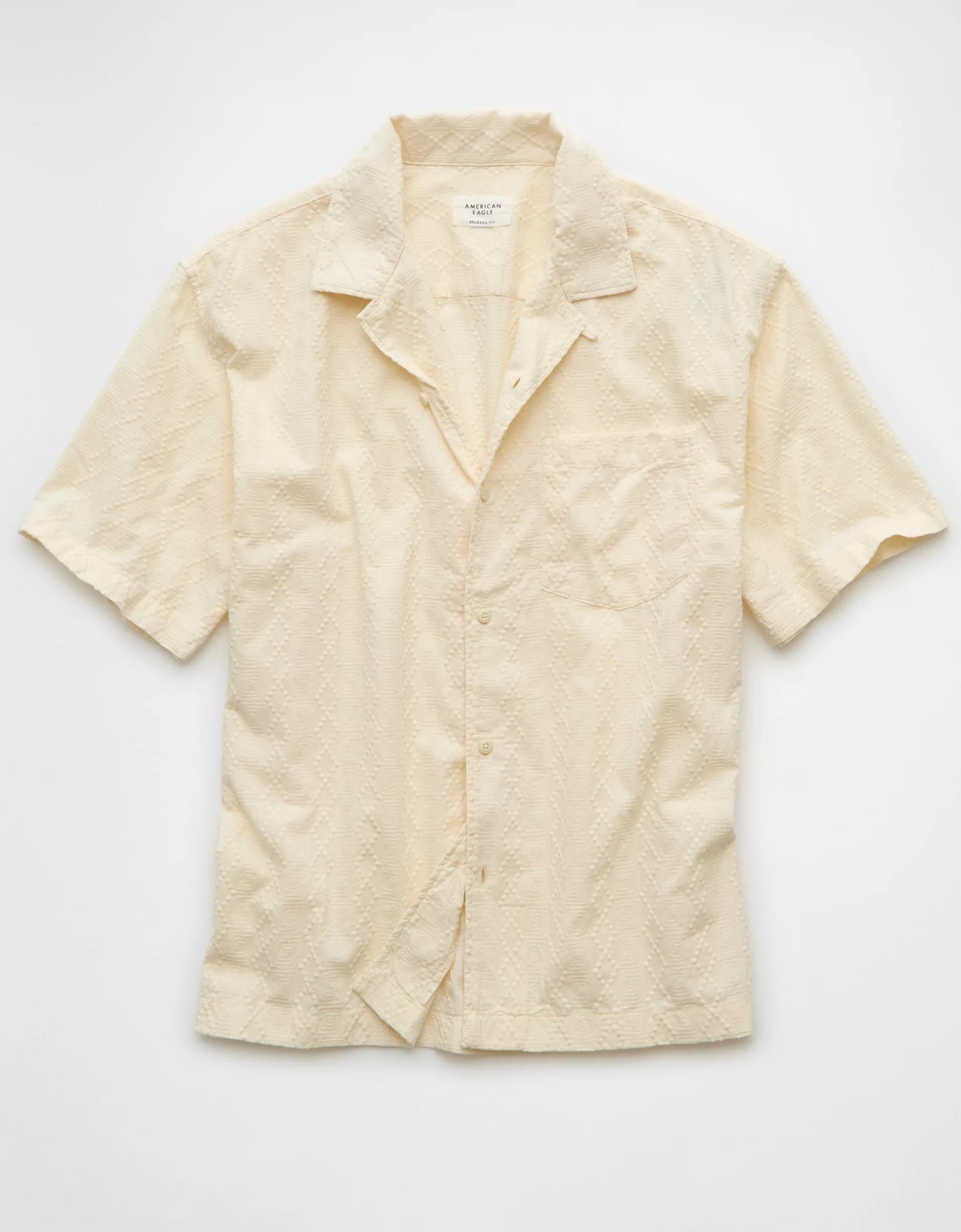 AE Poolside Textured Printed Button-Up Shirt Product Image