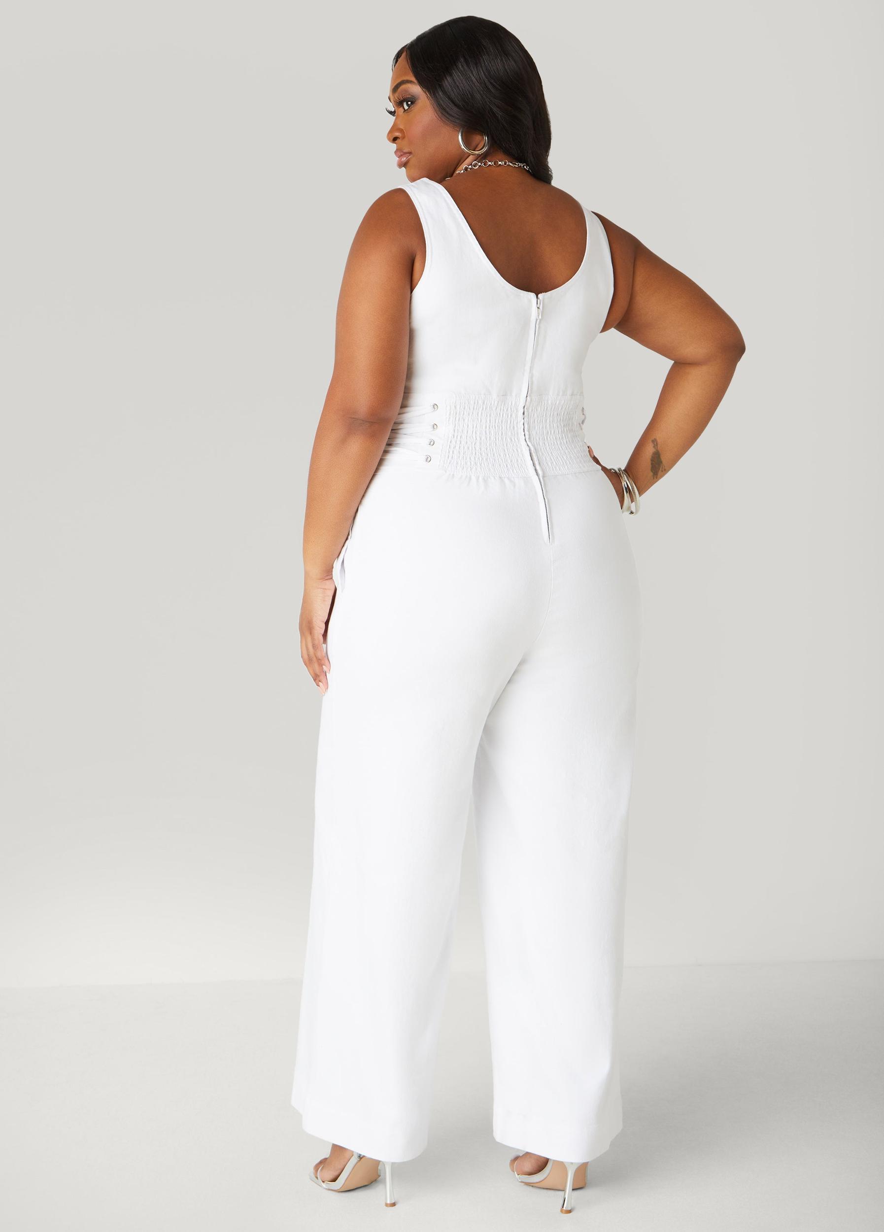 Lace Up Denim Jumpsuit Product Image