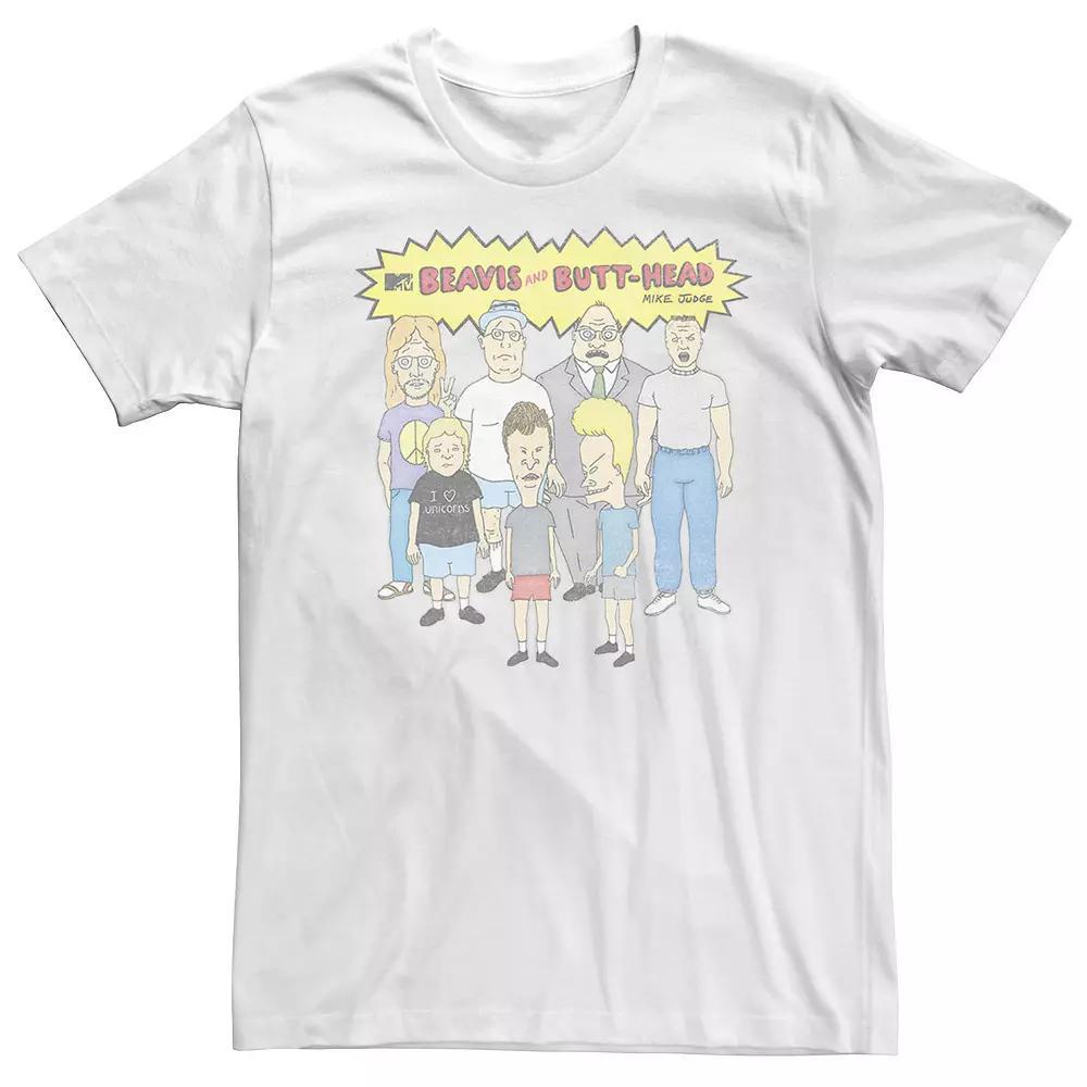 Men's Beavis And Butthead Logo Group Shot Short Sleeve Tee, Size: Large, White Product Image