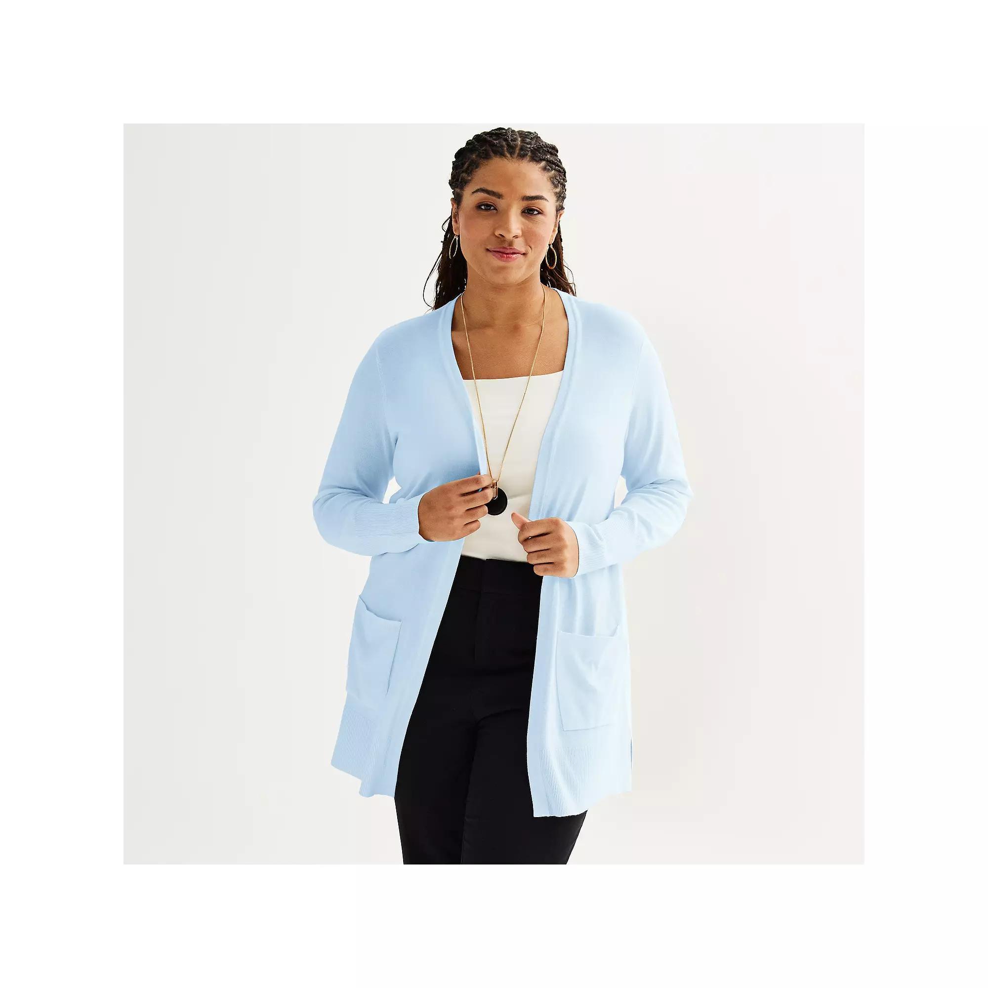 Plus Size Nine West Essential Pocketed Cardigan, Womens Product Image
