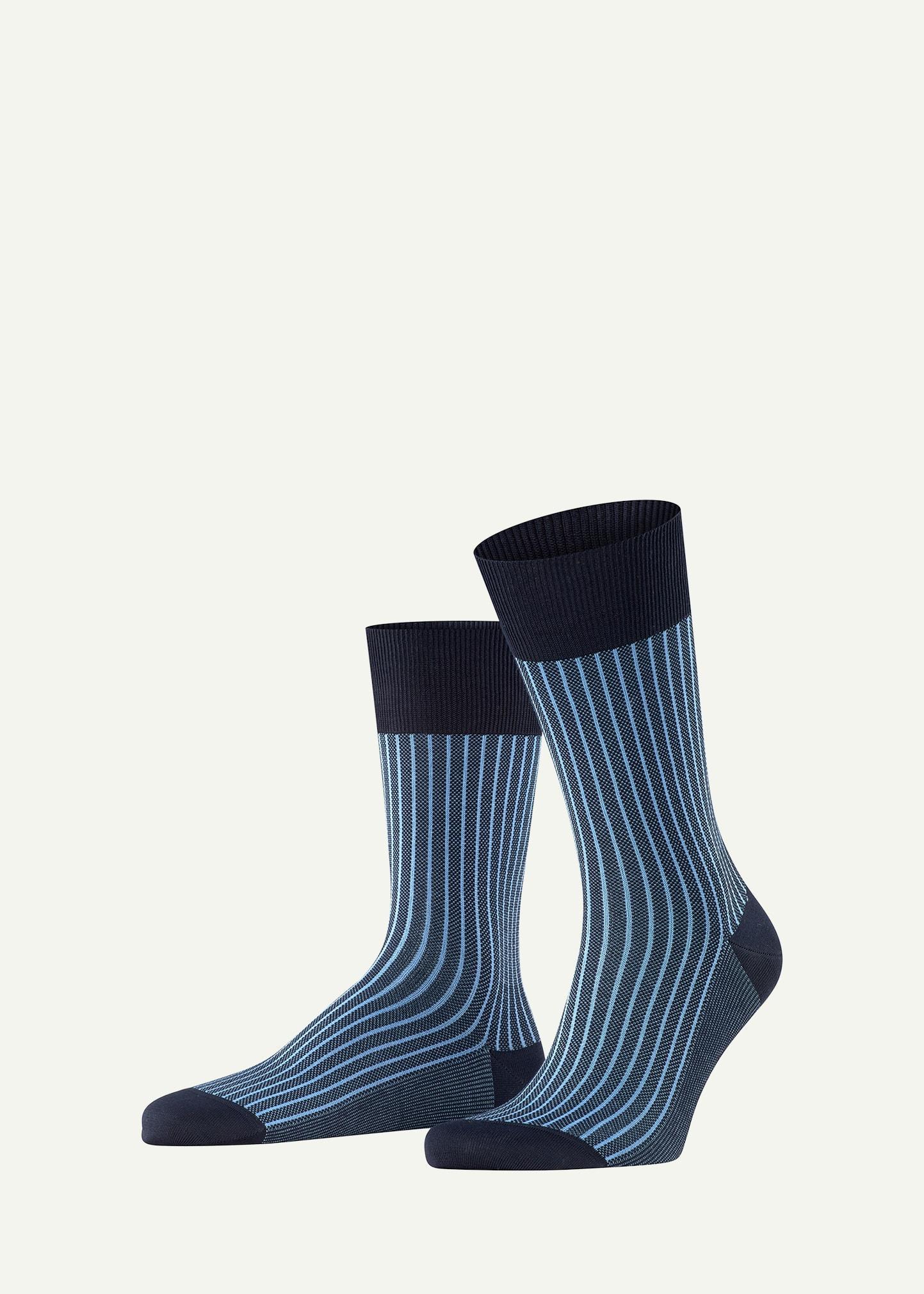 Mens Cotton Stripe Mid-Calf Socks Product Image